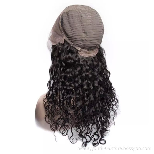 wholesale black women brazilian human hair afro kinky curly lace front wig natural black curly wig water wave jerry curly